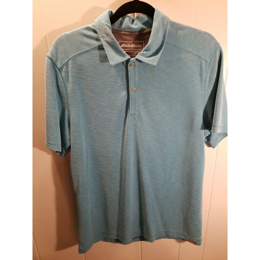 Eddie Bauer's Mens M Teal Polo Shirt Golf Active Athlesier Outdoor